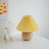 Round Pleated Wooden Lamp (3 Colors) Light Wood + Yellow