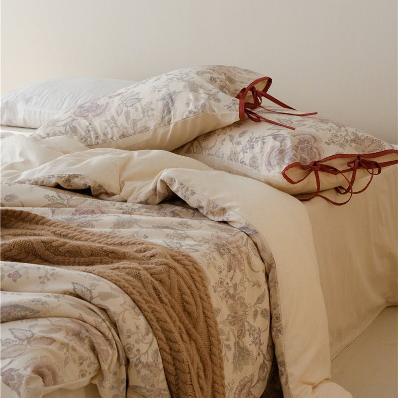  - Ever Lasting - Rowena Floral Bedding Set / Beige - Bedding Set - Ever Lasting