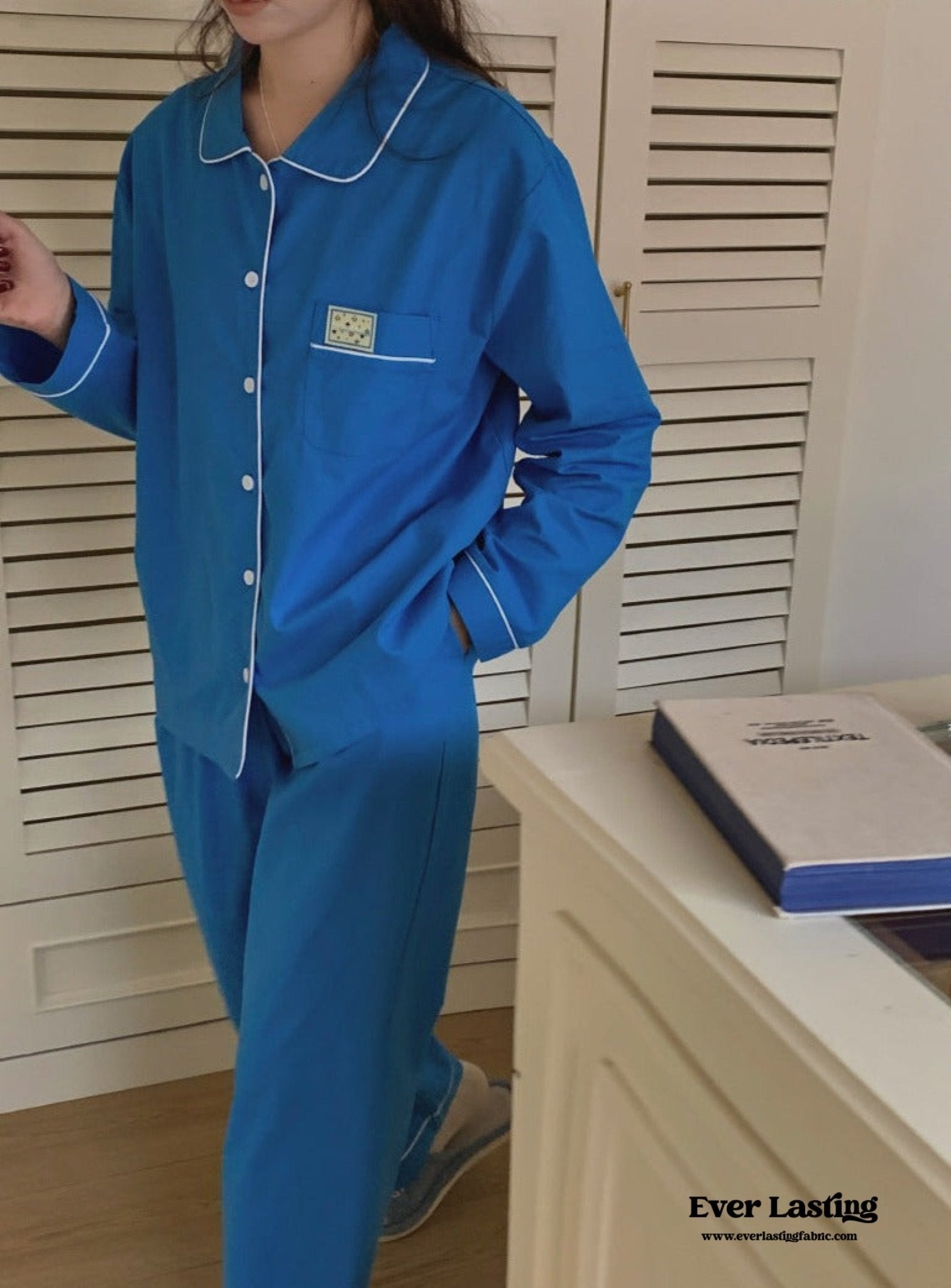 Royal Blue Long Sleeves and Pants Pajama Set - Ever Lasting