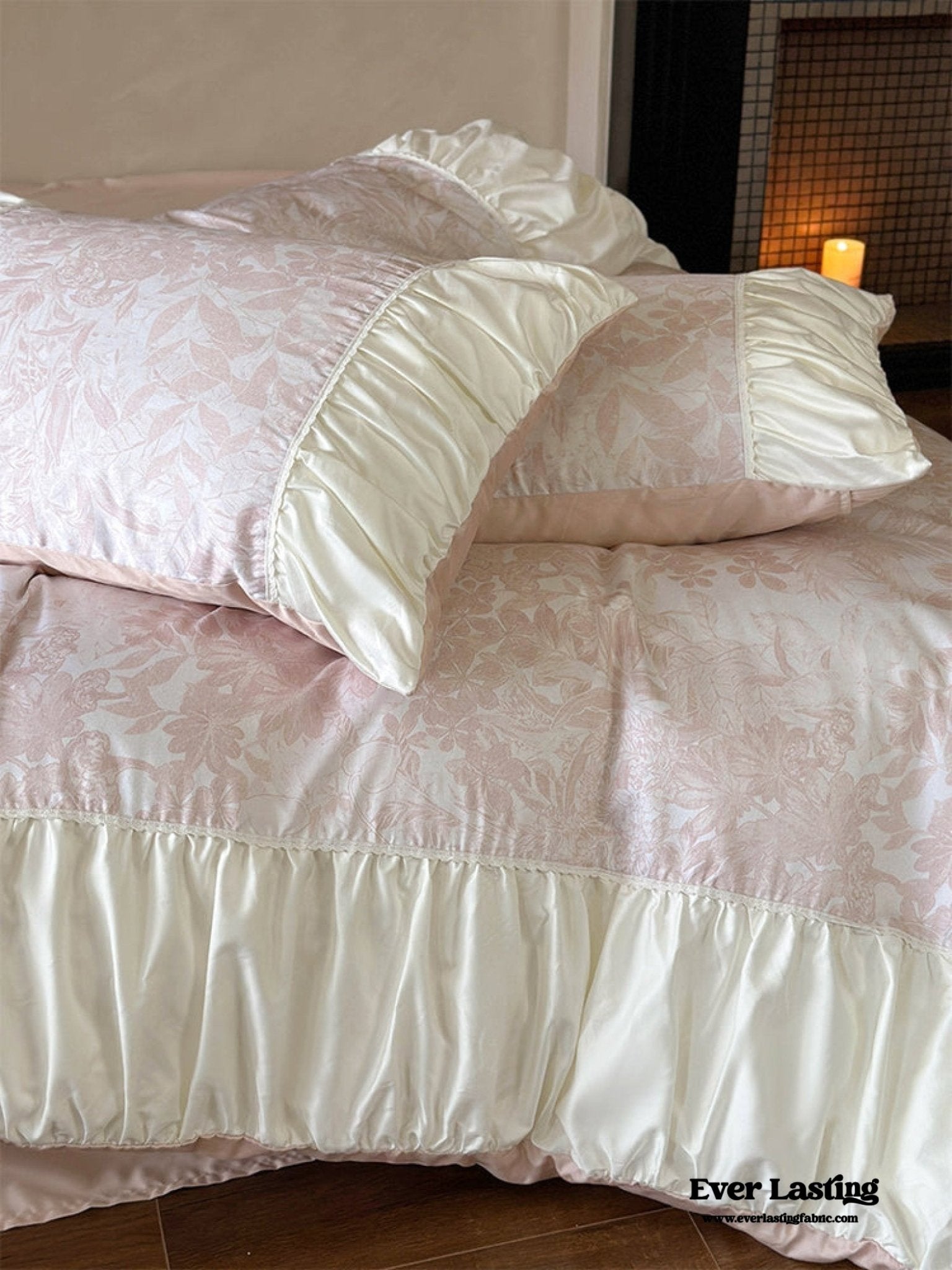Royal Floral Ruffle Bedding Set / Pink - Ever Lasting