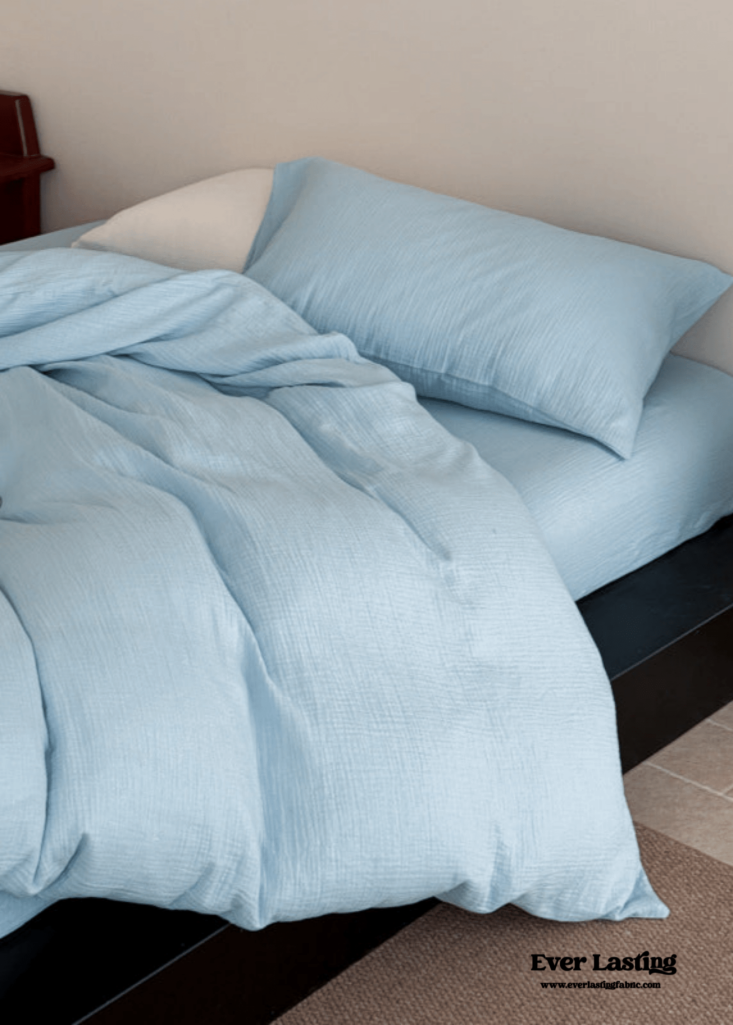 Ruby Double Gauze Pastel Bedding Set / Blue + Dark Blue - Ever Lasting
