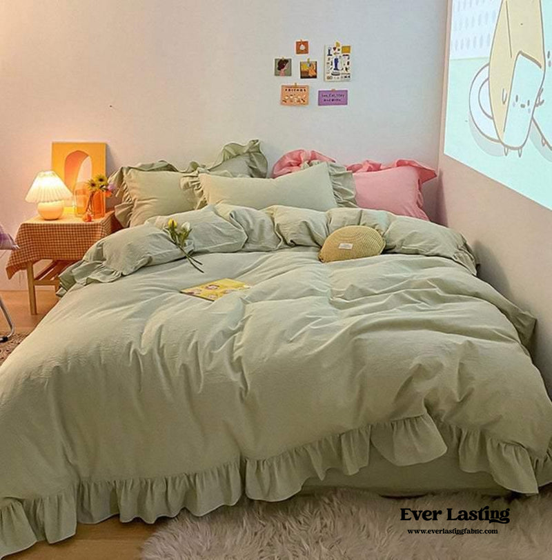 Ruffle Bedding Set / Pink - Best Stylish Bedding - Ever Lasting