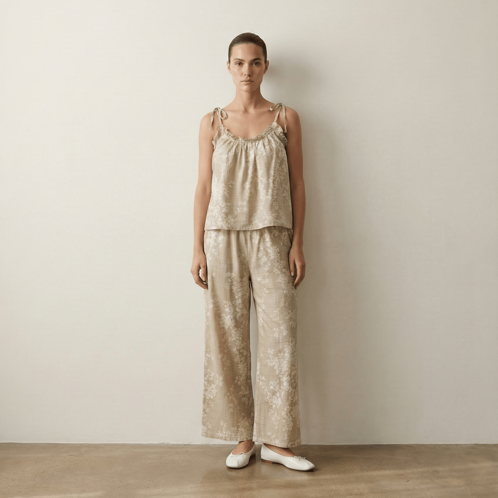  - Ever Lasting - Sabine Sleeveless & Long - Pant Floral Pajama Set / Blue - Pajamas - Ever Lasting