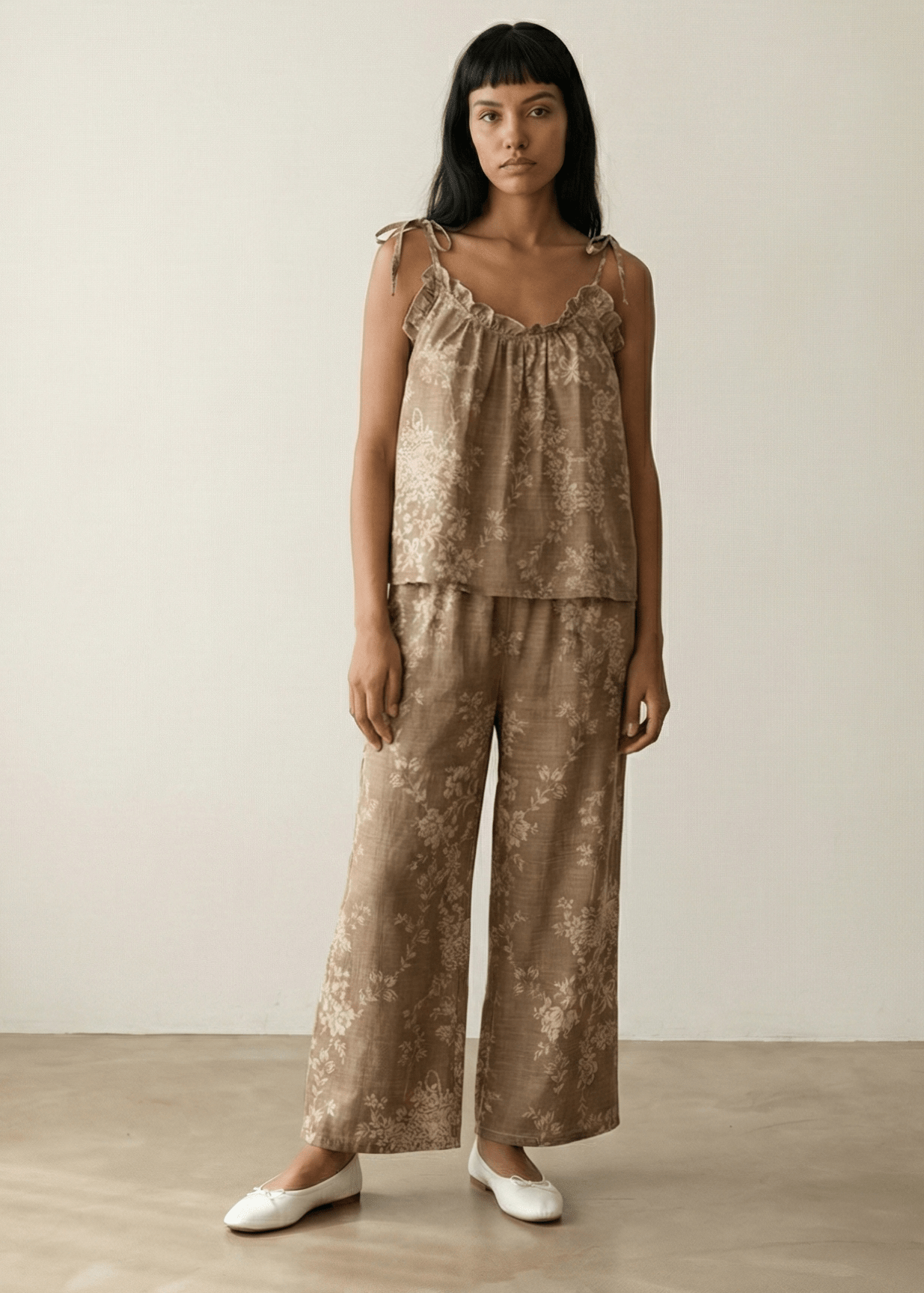  - Ever Lasting - Sabine Sleeveless & Long - Pant Floral Pajama Set / Blue - Pajamas - Ever Lasting