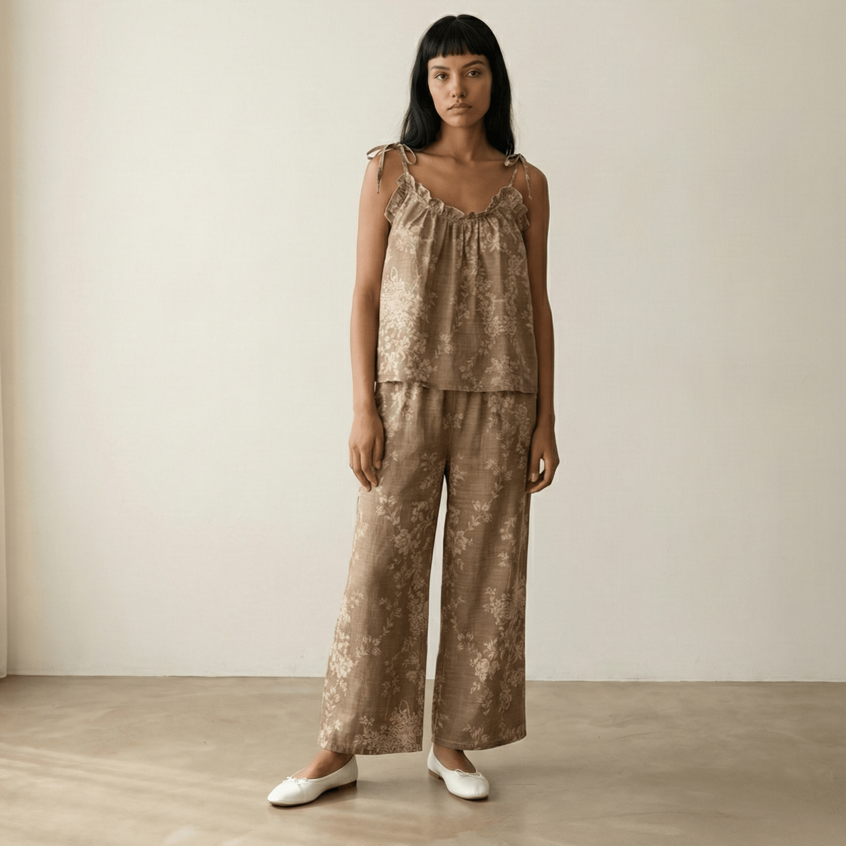  - Ever Lasting - Sabine Sleeveless & Long - Pant Floral Pajama Set / Blue - Pajamas - Ever Lasting