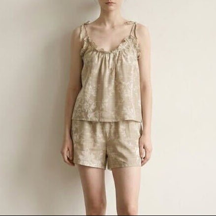  - Ever Lasting - Sabine Sleeveless & Shorts Floral Pajama Set / Brown - Pajamas - Ever Lasting