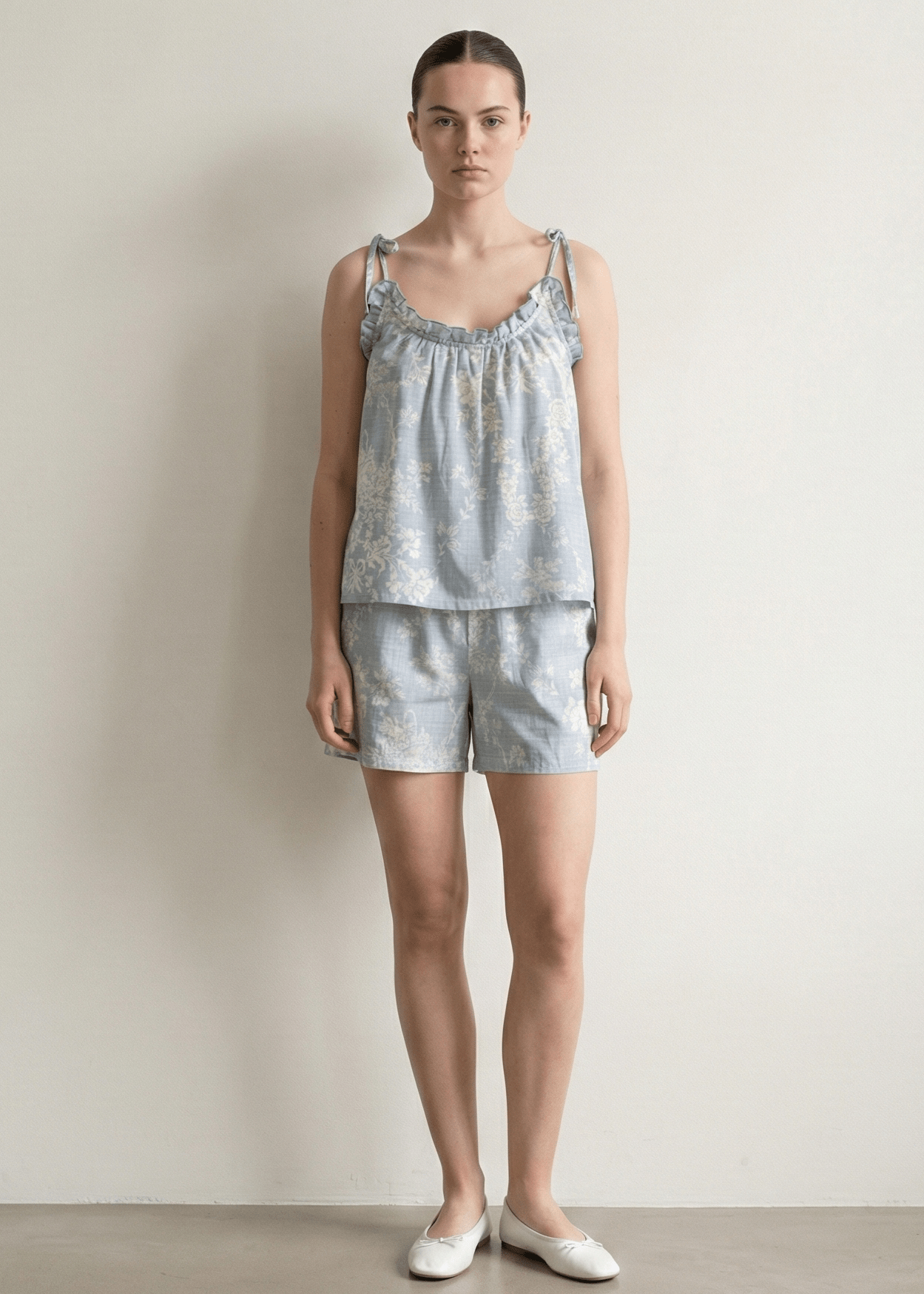  - Ever Lasting - Sabine Sleeveless & Shorts Floral Pajama Set / Brown - Pajamas - Ever Lasting