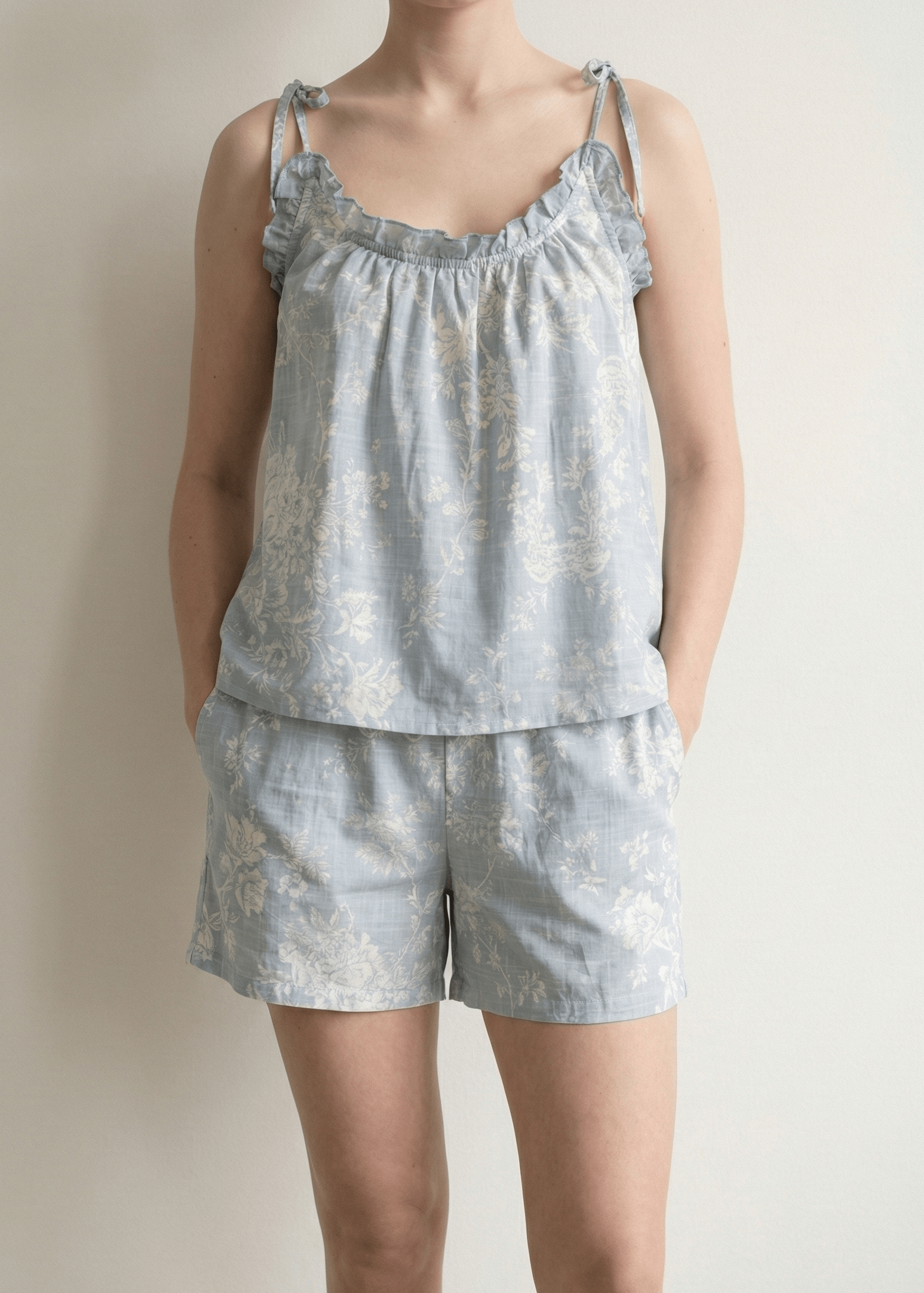  - Ever Lasting - Sabine Sleeveless & Shorts Floral Pajama Set / Brown - Pajamas - Ever Lasting