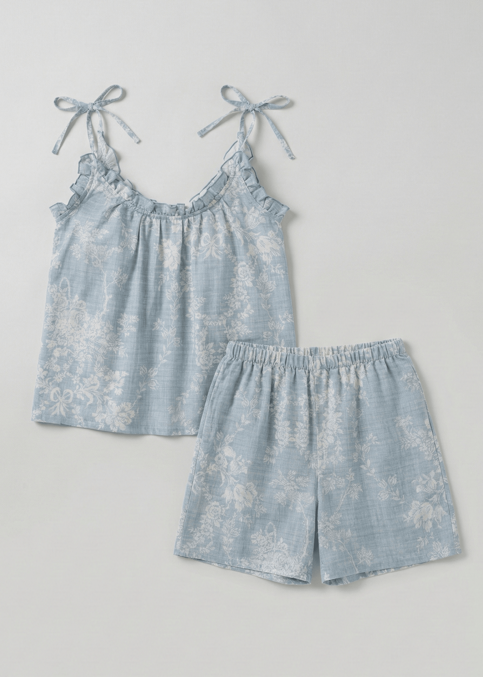  - Ever Lasting - Sabine Sleeveless & Shorts Floral Pajama Set / Brown - Pajamas - Ever Lasting