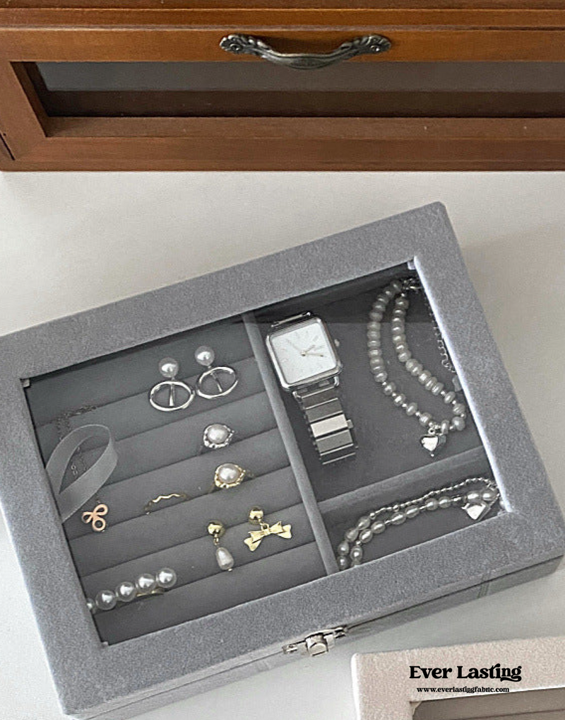 Sand Tone Jewelry Box / Gray Organizer