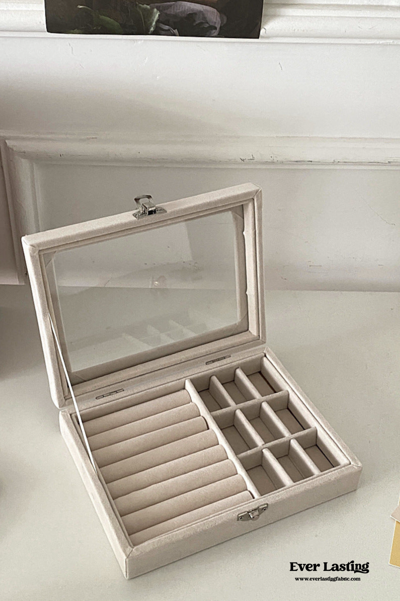 Sand Tone Jewelry Box / Gray Organizer