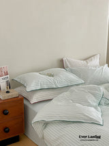 Scandinavian Overlock Striped Bedding Set / Burnt Orange