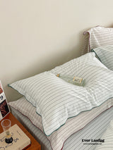 Scandinavian Overlock Striped Bedding Set / Burnt Orange