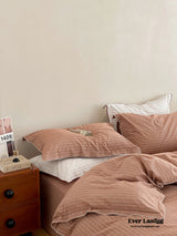 Scandinavian Overlock Striped Bedding Set / Burnt Orange