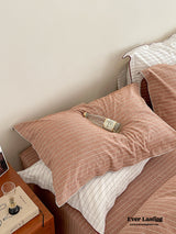 Scandinavian Overlock Striped Bedding Set / Burnt Orange