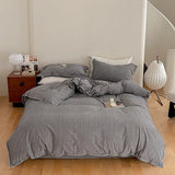 Scandinavian Overlock Striped Bedding Set / Gray