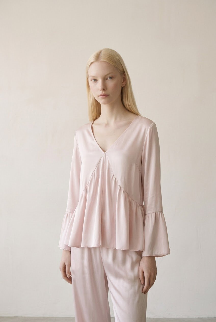 -Ever Lasting - Selora Silky Long-Sleeve Pajama Set / Pink -Pajamas -Ever Lasting