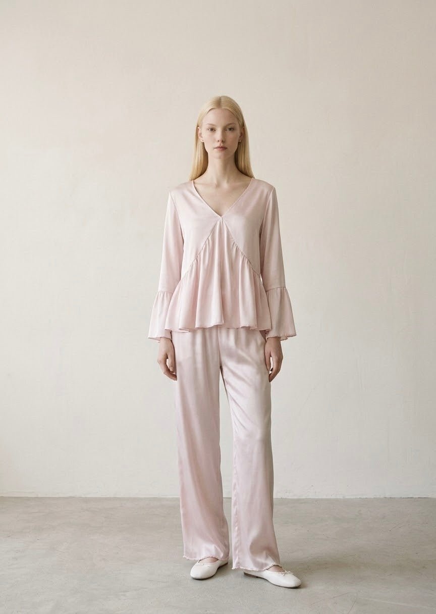 -Ever Lasting - Selora Silky Long-Sleeve Pajama Set / Pink -Pajamas -Ever Lasting