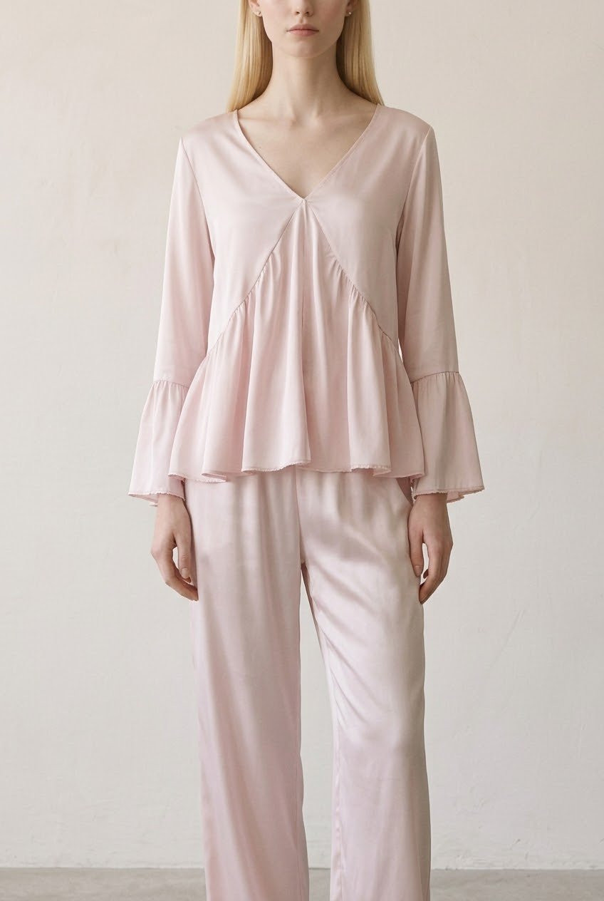 -Ever Lasting - Selora Silky Long-Sleeve Pajama Set / Pink -Pajamas -Ever Lasting