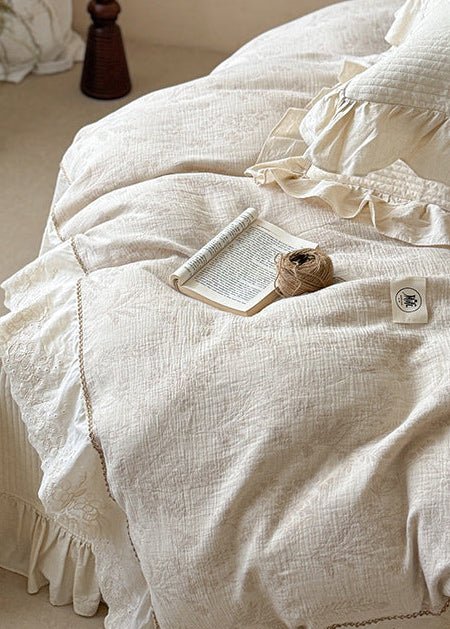  - Ever Lasting - Seraphina Floral Ruffle Bedding Set / Brown - Bedding Set - Ever Lasting