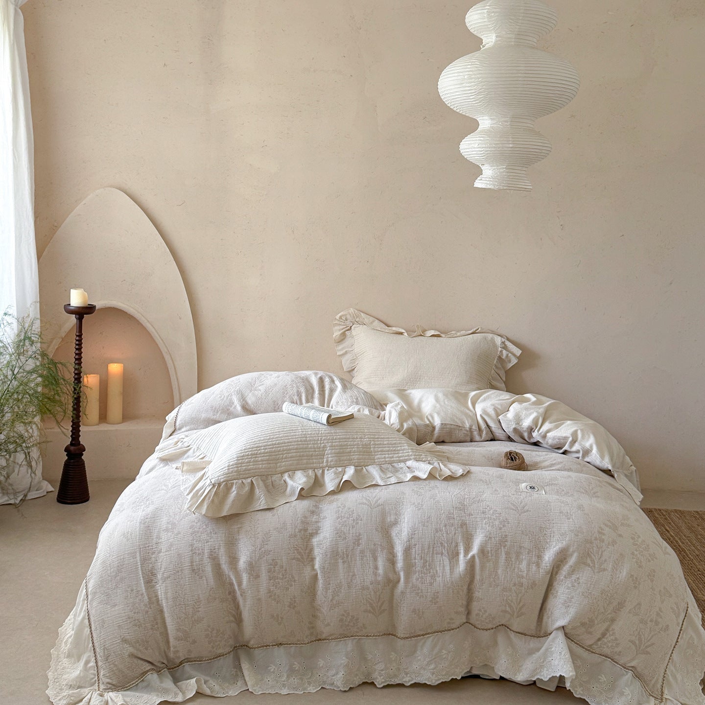  - Ever Lasting - Seraphina Floral Ruffle Bedding Set / Brown - Bedding Set - Ever Lasting