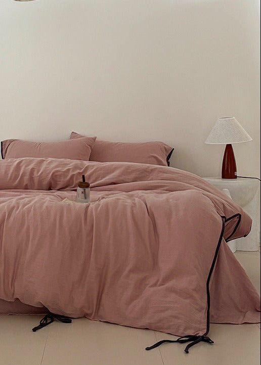  - Ever Lasting - Serena Ribbon Tied Bedding Set / Pink - Bedding Set - Ever Lasting