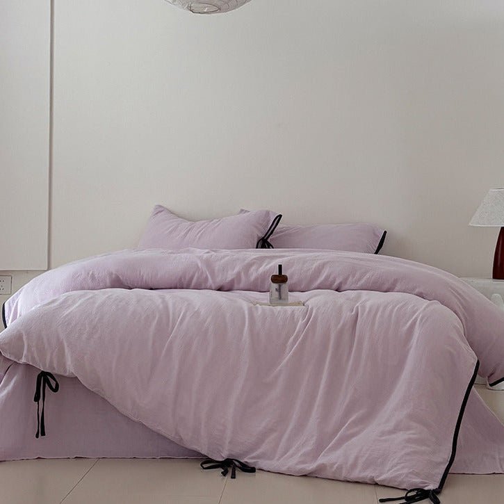  - Ever Lasting - Serena Ribbon Tied Bedding Set / Pink - Bedding Set - Ever Lasting