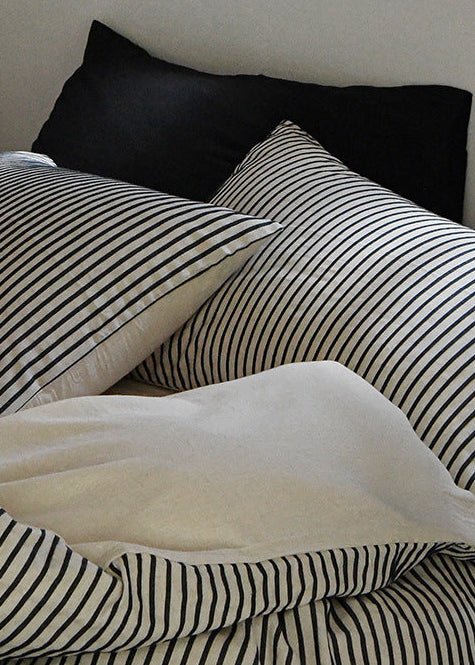  - Ever Lasting - Silas Striped Jacquard Bedding Set / White - Bedding Set - Ever Lasting