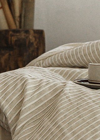 - Ever Lasting - Silas Striped Jacquard Bedding Set / White - Bedding Set - Ever Lasting