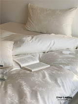Silky Floral Bedding Set / Snow White