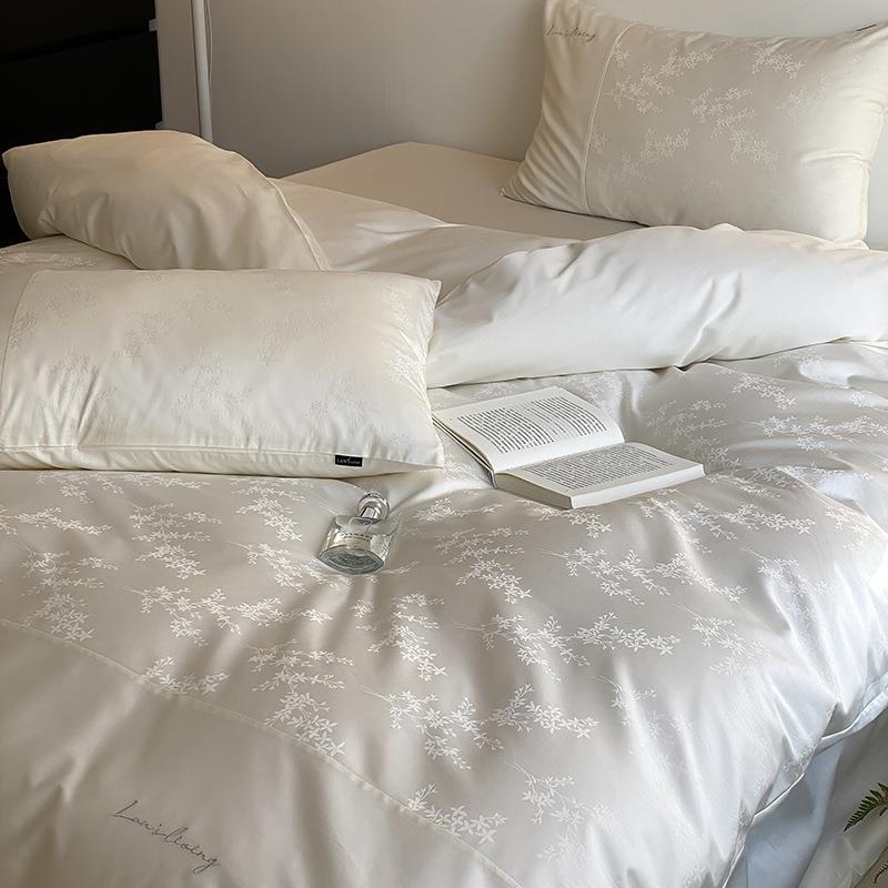  - Ever Lasting - Silky Floral Bedding Set / Snow White - Bedding Set - Ever Lasting