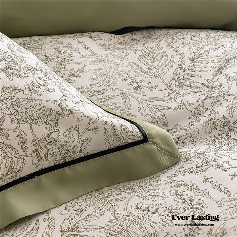 Floral Tencel Bedding Set / Green