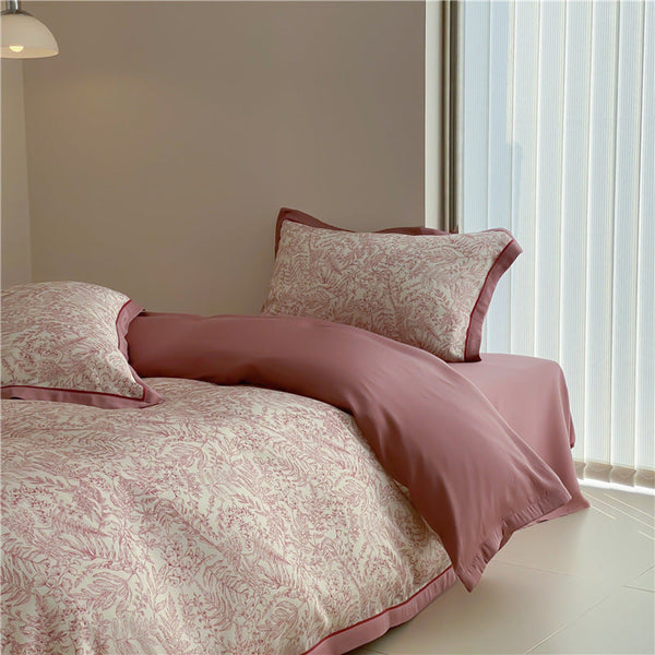 Floral Tencel Bedding Set / Pink Medium Flat