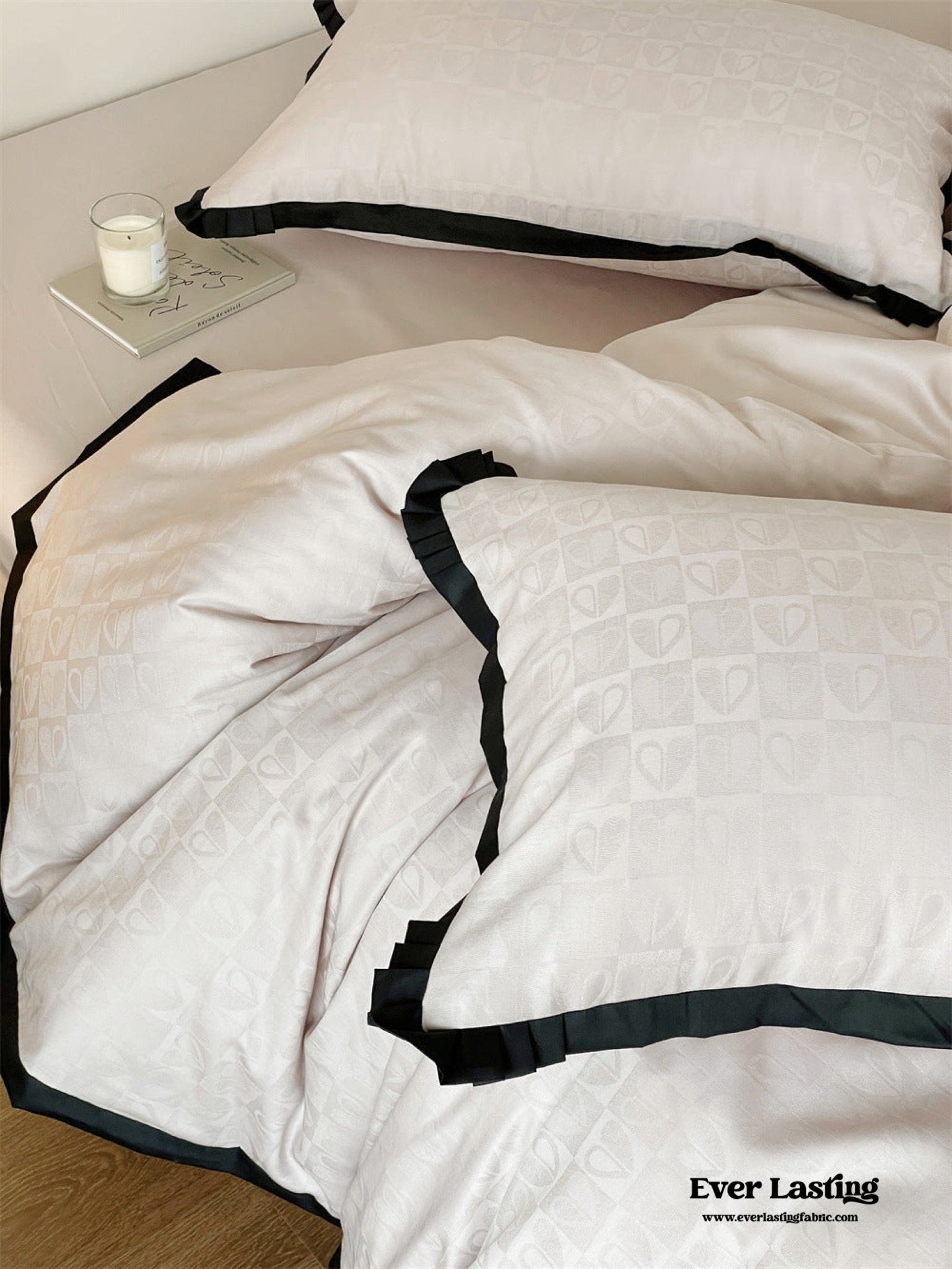 Silky Luxury Heart Textured Bedding Bundle - Ever Lasting