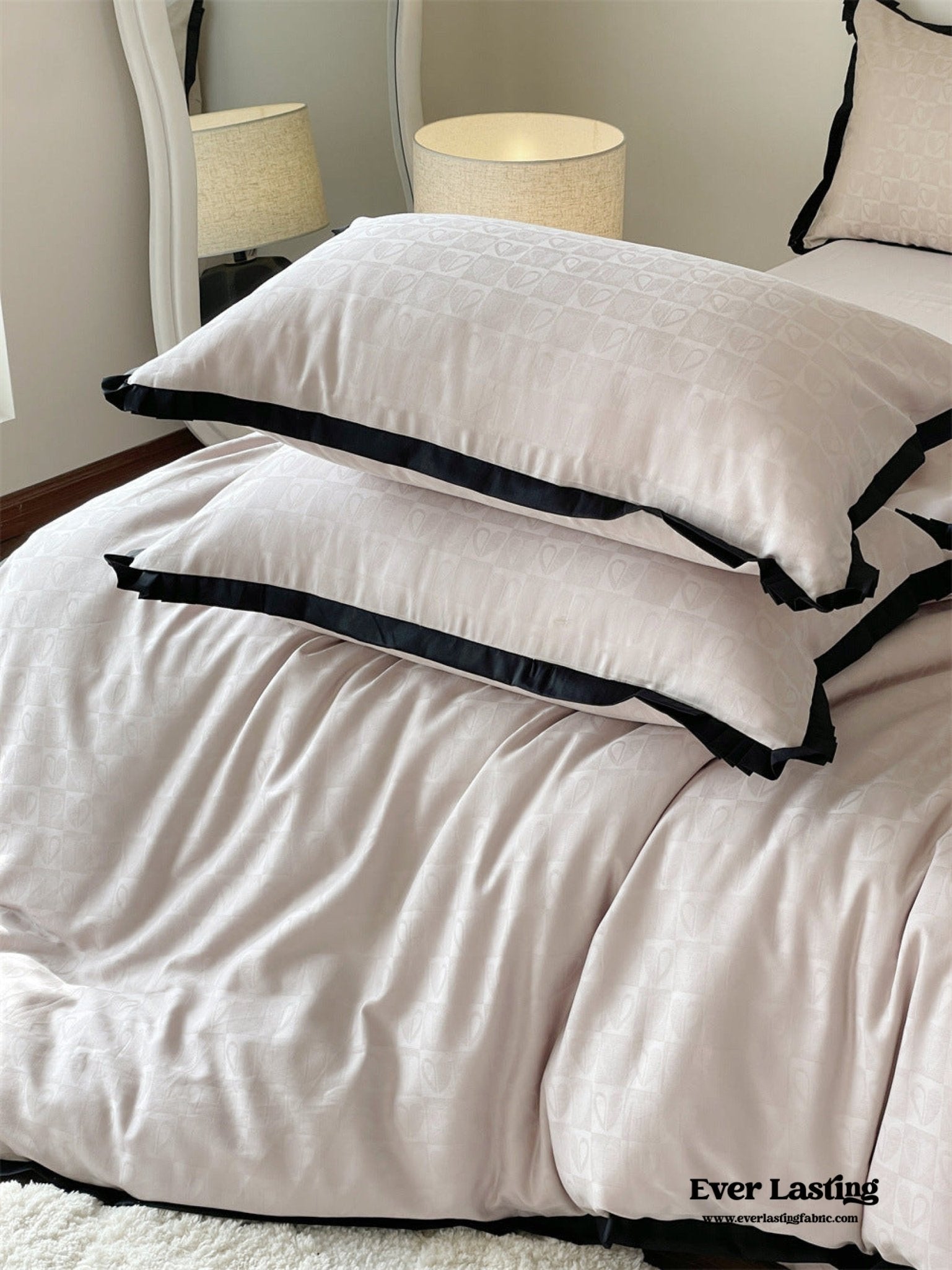 Silky Luxury Heart Textured Bedding Bundle - Ever Lasting