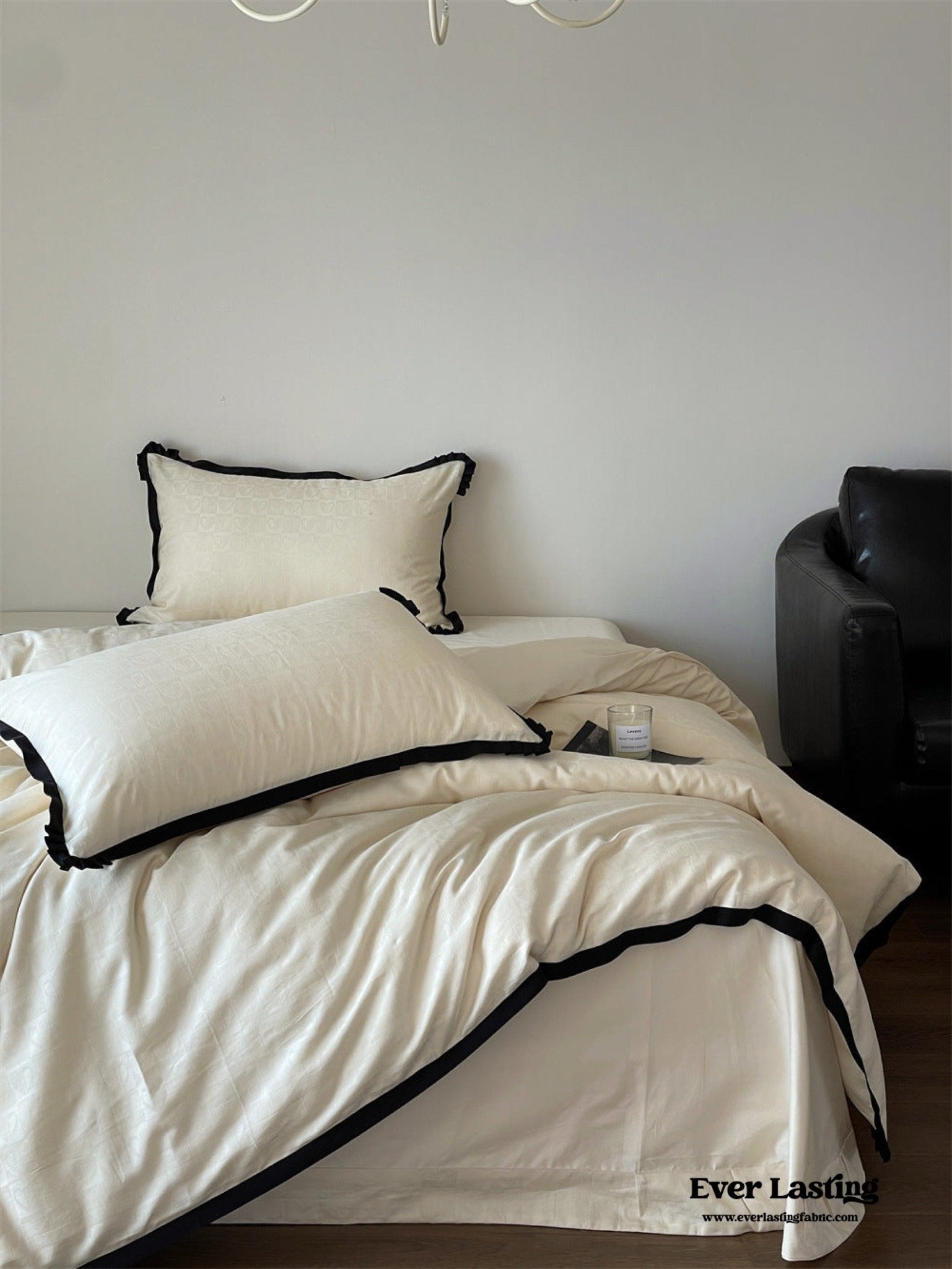 Silky Luxury Heart Textured Bedding Set / Beige - Ever Lasting