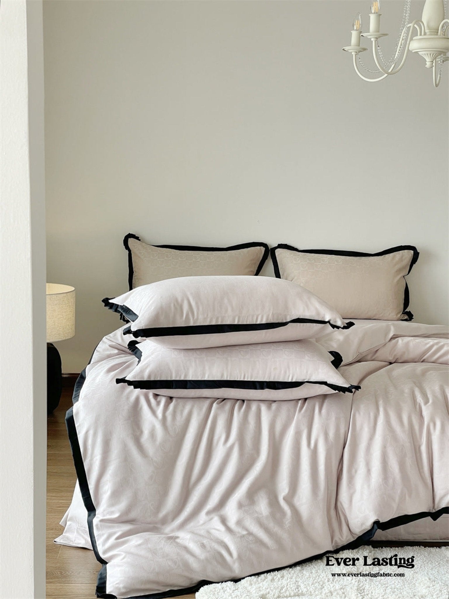 Silky Luxury Heart Textured Bedding Set / Beige - Ever Lasting