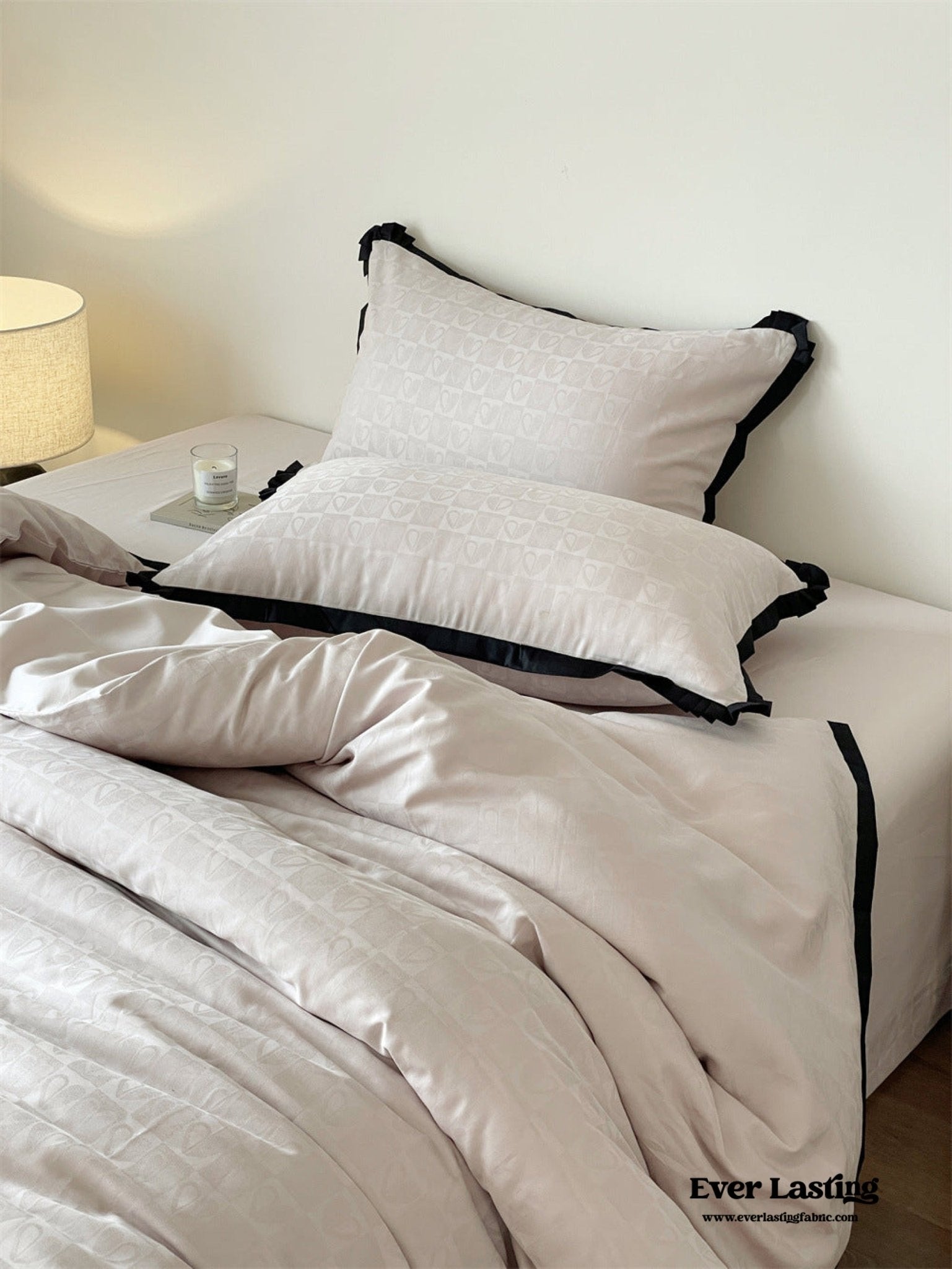 Silky Luxury Heart Textured Bedding Set / Beige - Ever Lasting