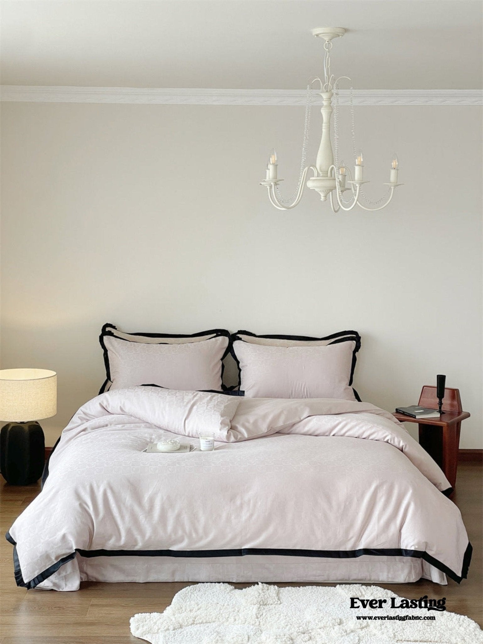 Silky Luxury Heart Textured Bedding Set / Cream - Ever Lasting