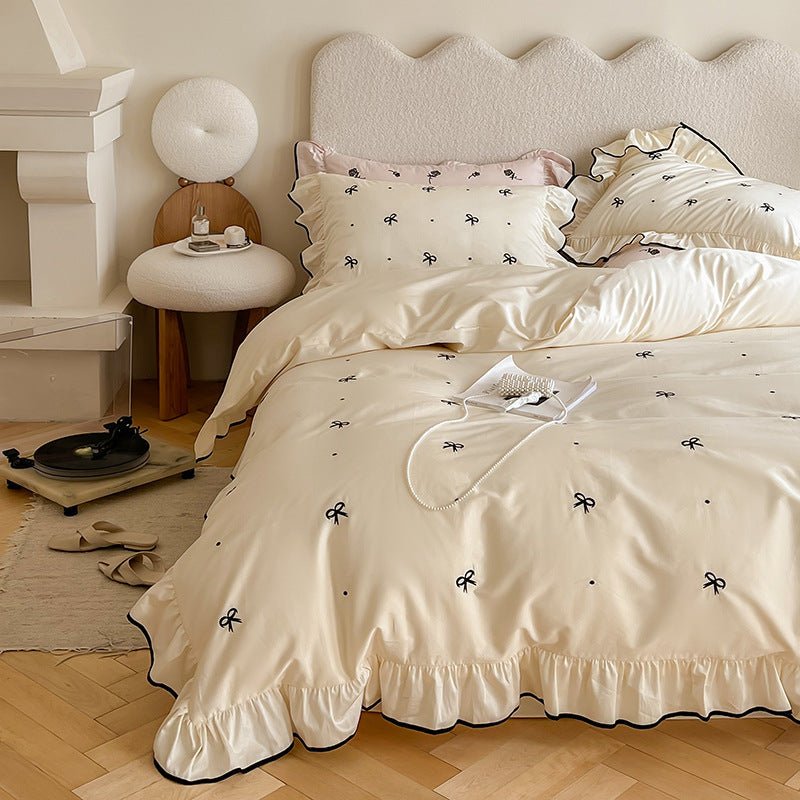 Silky Ribbon Ruffle Bedding Set | Ruffle Duvet Set | Ever Lasting