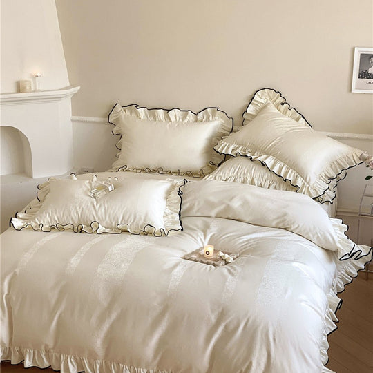 Silky Ruffle Bedding Set / Ivory White