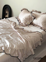 Silky Ruffle Blanket Comforter Set / Rust Pink Bedding