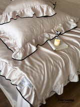 Silky Ruffle Blanket Comforter Set / Rust Pink Bedding