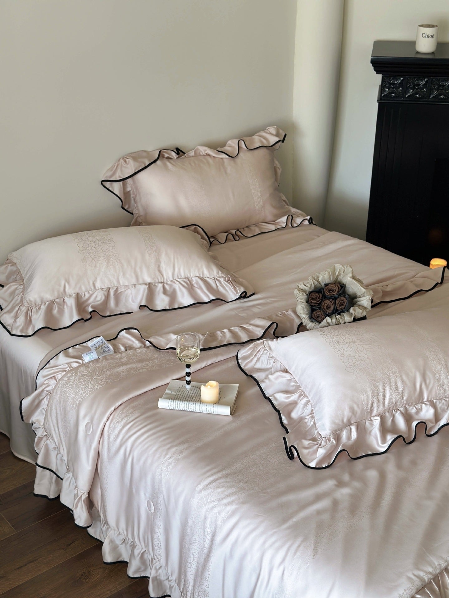  - Ever Lasting - Silky Ruffle Blanket Comforter Set / Rust Pink - Bedding Set - Ever Lasting