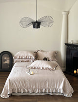 Silky Ruffle Blanket Comforter Set / Rust Pink Comforter/Blanket Small/Medium/Medium+ Bedding