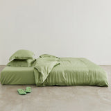 Solid Tencel Silk-Like Bedding Bundle Green / Small Fitted