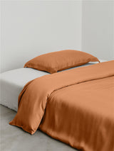 Solid Tencel Silk-Like Bedding Bundle Orange / Small Fitted