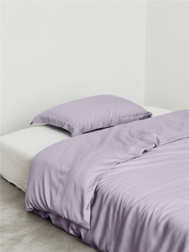 Solid Tencel Silk-Like Bedding Bundle Purple / Small Fitted