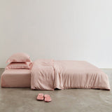 Solid Tencel Bedding Set Rose / Small Fitted