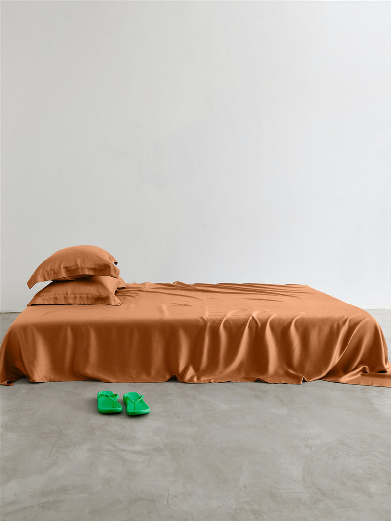 Solid Tencel Sheet Orange / Small Flat Bed